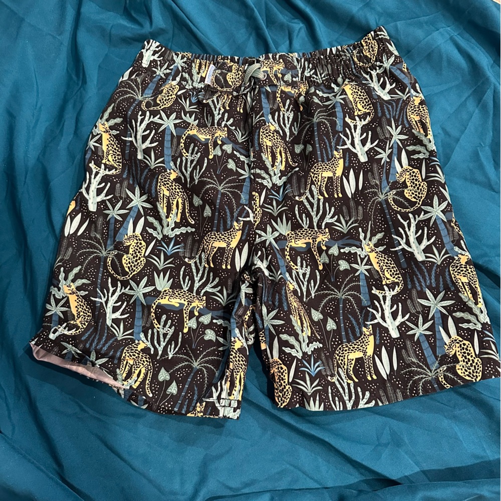 Ruffle Butts Leopard Jungle Print Swim Trunks